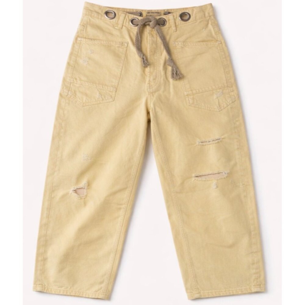 Free People We The Free Moxie Low Slung Barrel Jeans Lemon Icing Wash 29 New - Picture 9 of 16